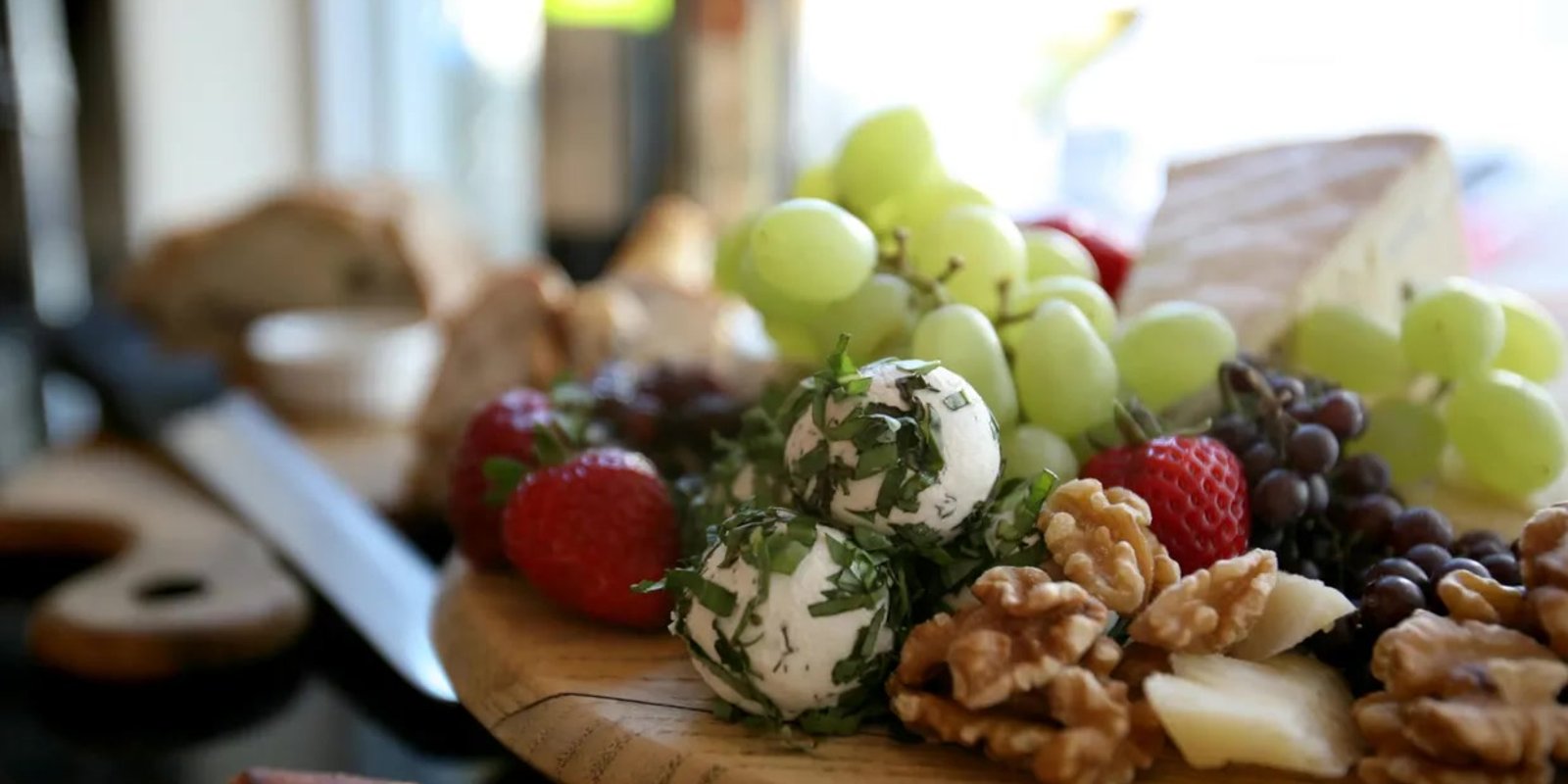 Wine and cheese grazing board catered for a Denver anniversary celebration