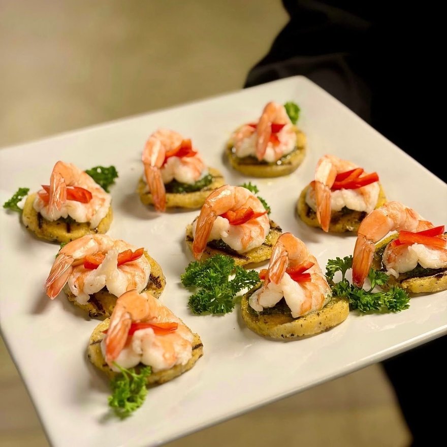 Chimichurri Shrimp & Polenta Rounds catering Denver
