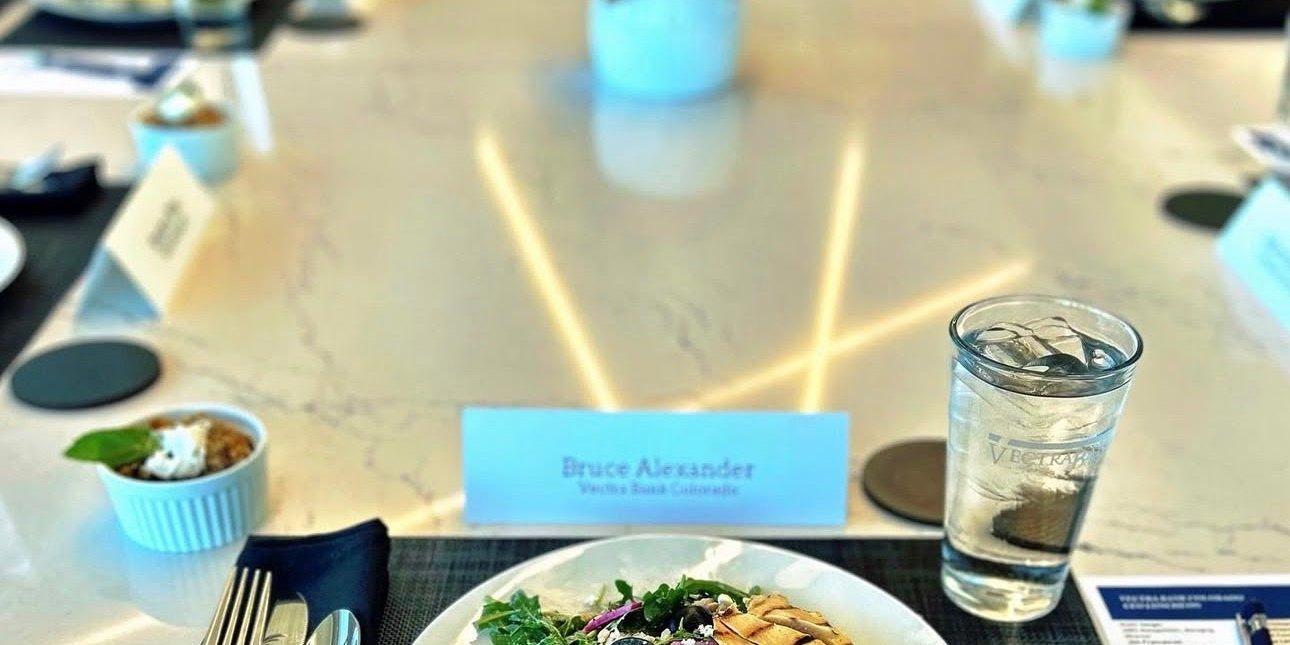 Full-service catering spread by Silver Spoons Catering at a Denver event
