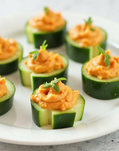 Cucumber Hummus Bites vegan catering Denver