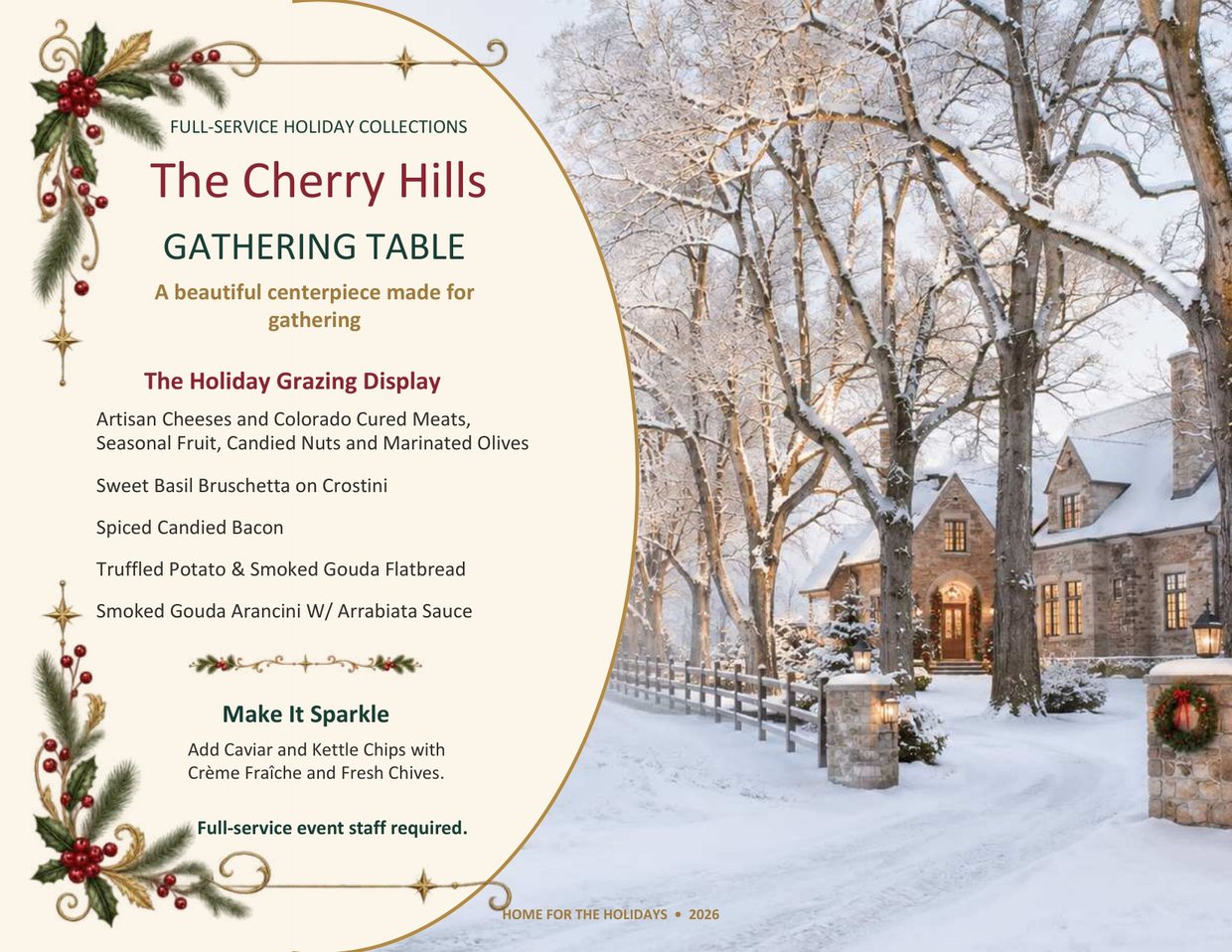 The Cherry Hills Gathering Table, a holiday grazing display