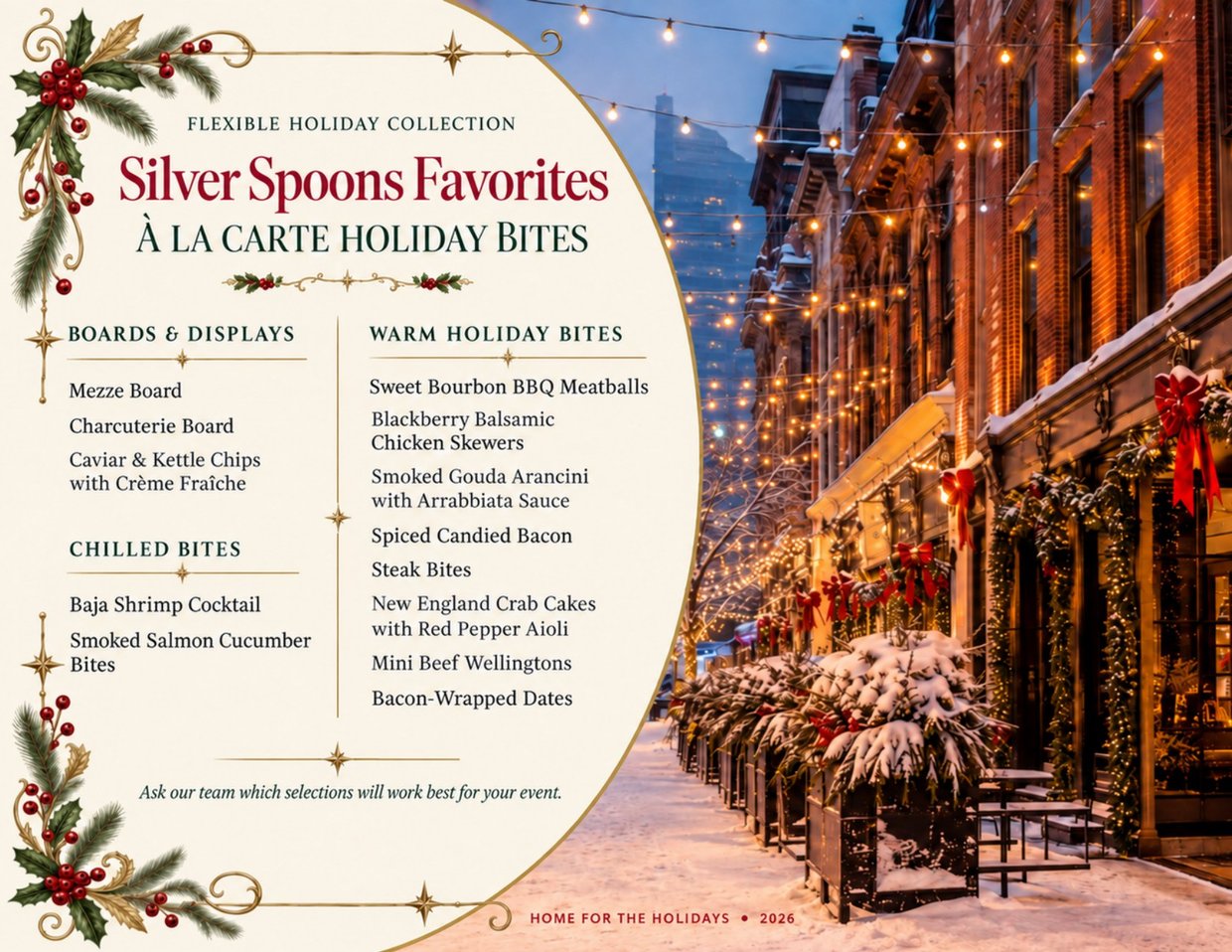 Home for the Holidays 2026 menu, divider page