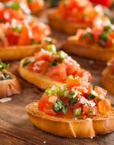 Tomato and Sweet Basil Bruschetta party platters Denver