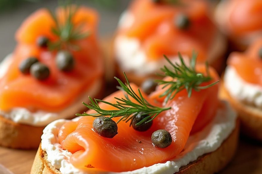 Smoked Salmon Crostini catering Denver